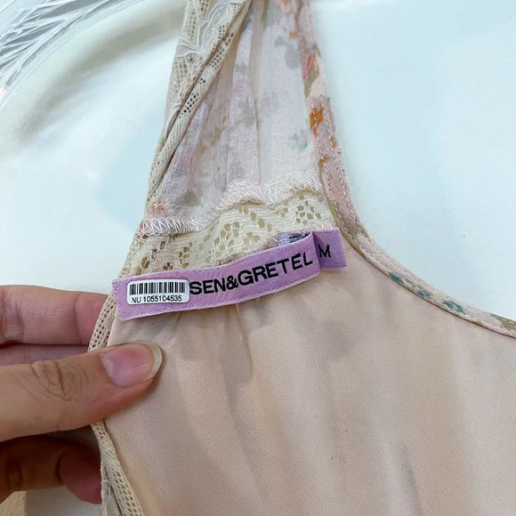 Hansen & Gretel Cream Floral Lace Bohemian Classic Girly Slip Maxi Dress Medium - Picture 7 of 10